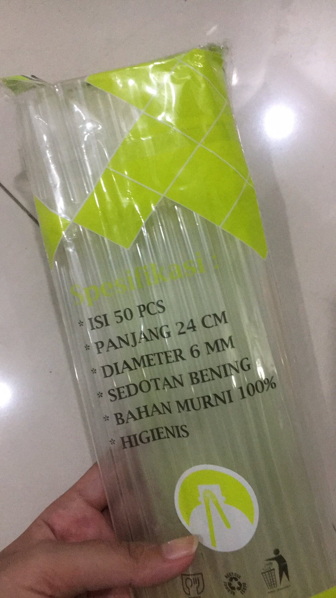 Sedotan Ulir Bening Transparan 6mm Pak 50pc