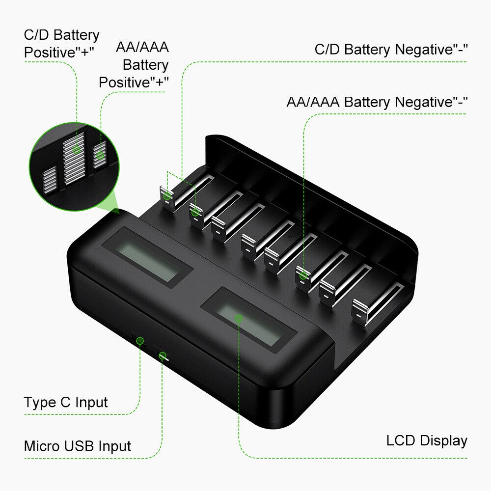 CHARGER CAS BATTERY BATRE BATERAI  AA/AAA/C/D  DUAL SLOT SINGLE DOUBLE