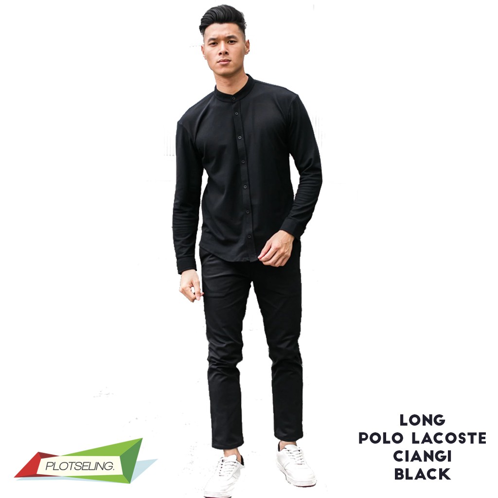 Kemeja Koko CASUAL Pria Lengan Panjang Kerah Ciangi IMPORT HIGH QUALITY - POLO LACOS PIQUE ORIGINAL