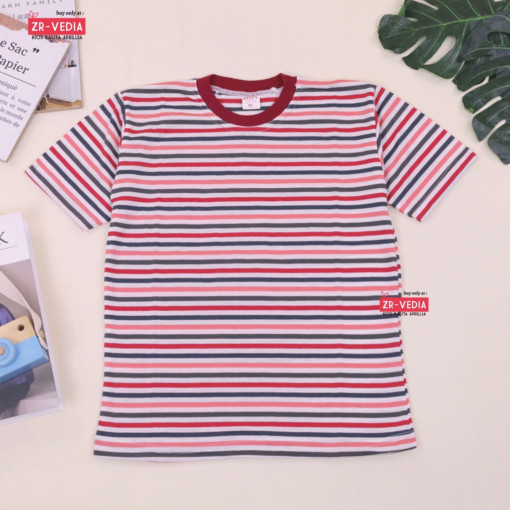 Kaos Salur size Bayi - 12 Tahun / Kaos Salur Anak Laki Perempuan  Lengan Pendek Murah Baju Stripe