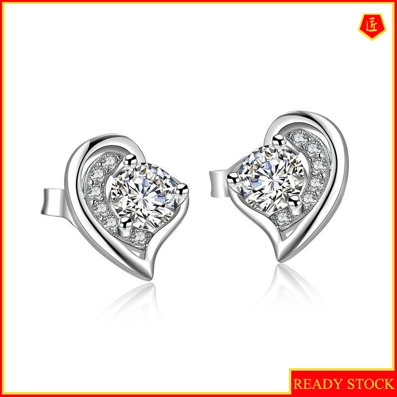[Ready Stock]925 Silver Stud Earrings Simple Graceful