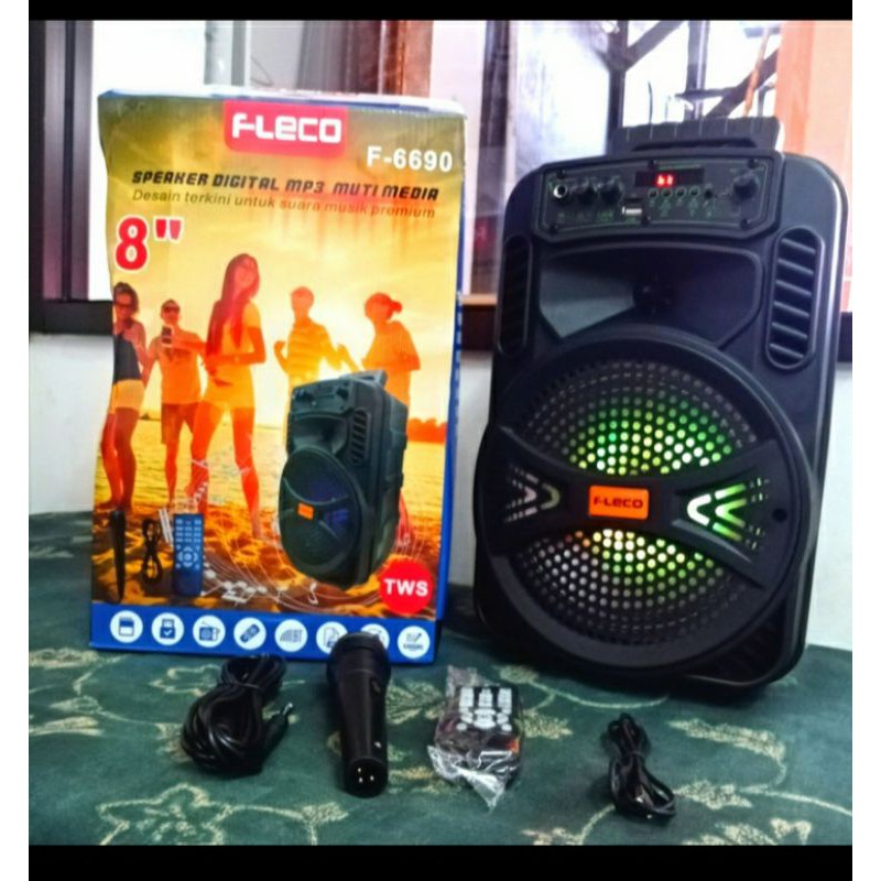 SPEAKER BLUETOOTH FLECO F-6690 1 MIC + REMOT FULL BASS