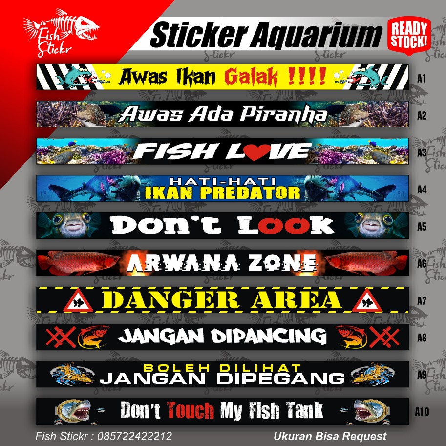 Stiker Aquarium Sticker Kaca Aquarium waterfroop unik lucu bisa reques