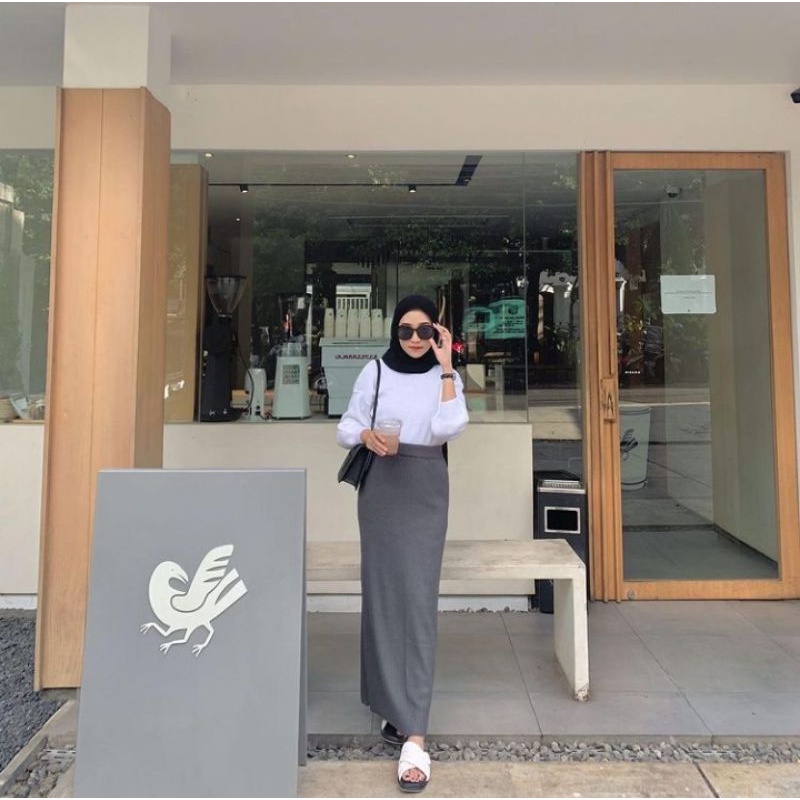 Rok Rajut Span / Rok Span Knit / Rok Panjang / Long Knit Skirt / Rok Wanita Kekinian / Celana Panjang Wanita-6