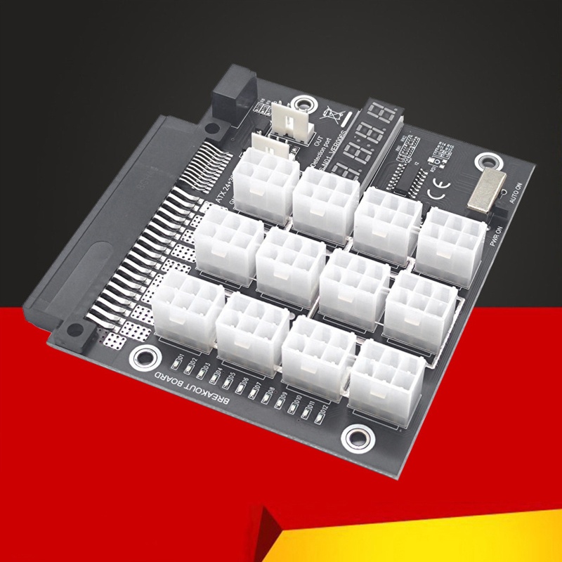 Btsg Server PSU Papan Konversi Daya 12port 6pin Adapter Card 12V Graphics Power Supply Board Untuk Tambang BTC