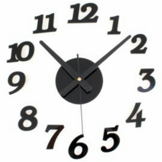 Jam Dinding - DIY Acrylic Wall Clock 30-50cm Diameter - ELET00666  - Black