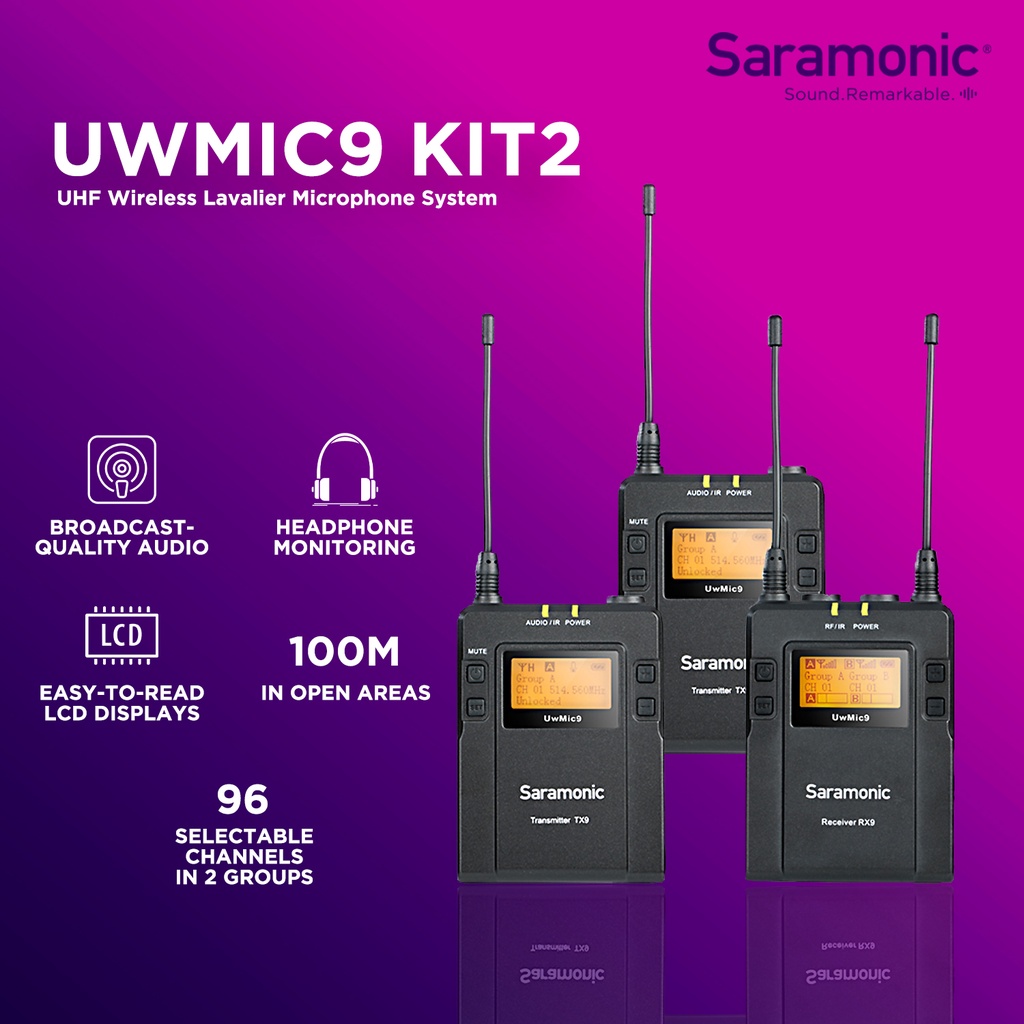 Jual Saramonic UwMic9 Kit 2 UHF Wireless Microphone Lavalier System