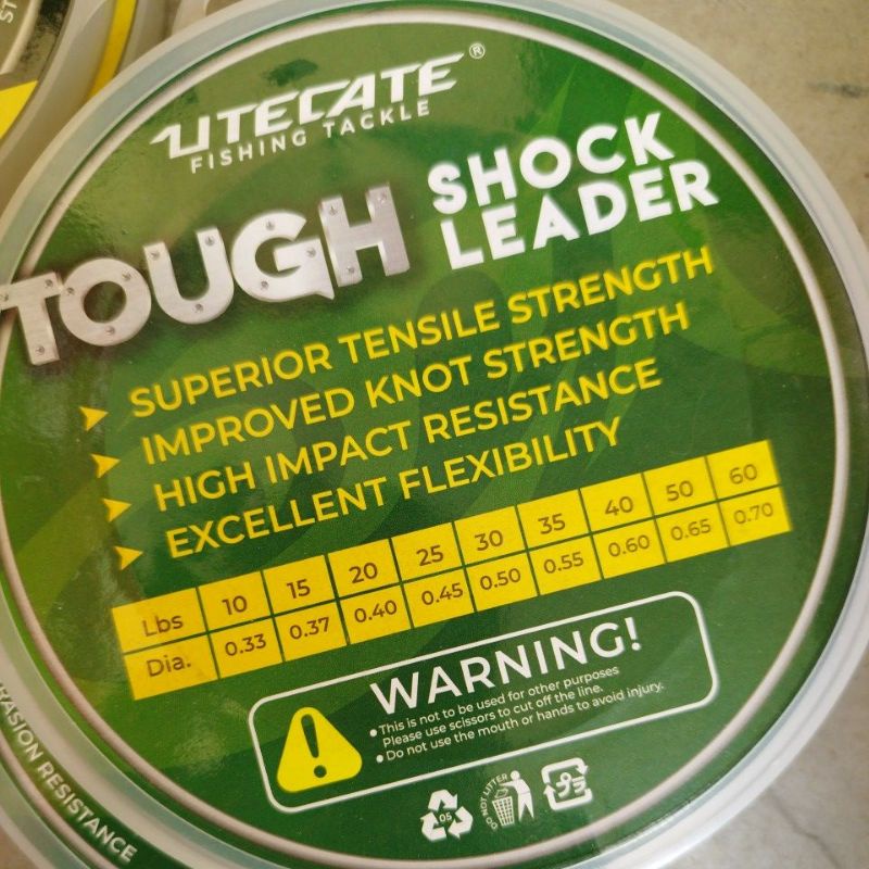 Senar Shock Leader Utecate Tough 100m 10 15 25Lb 4,5 6,8 11,4Kg