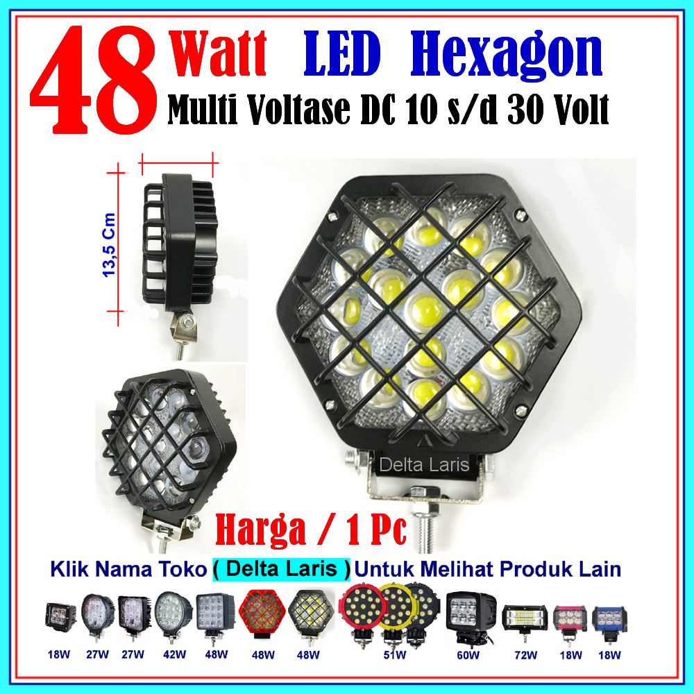 Lampu Sorot LED Traktor Beko 48 watt 24 volt Backhoe Forklift Komatsu