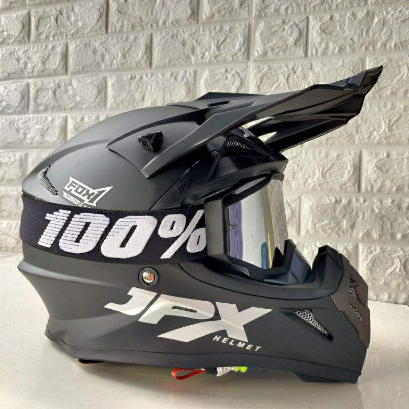 HELM JPX CROSS_SOLID - BLACK DOFF/Helm trail cross JPX cross FOX 1 polos hitam doff plus goggle 100%