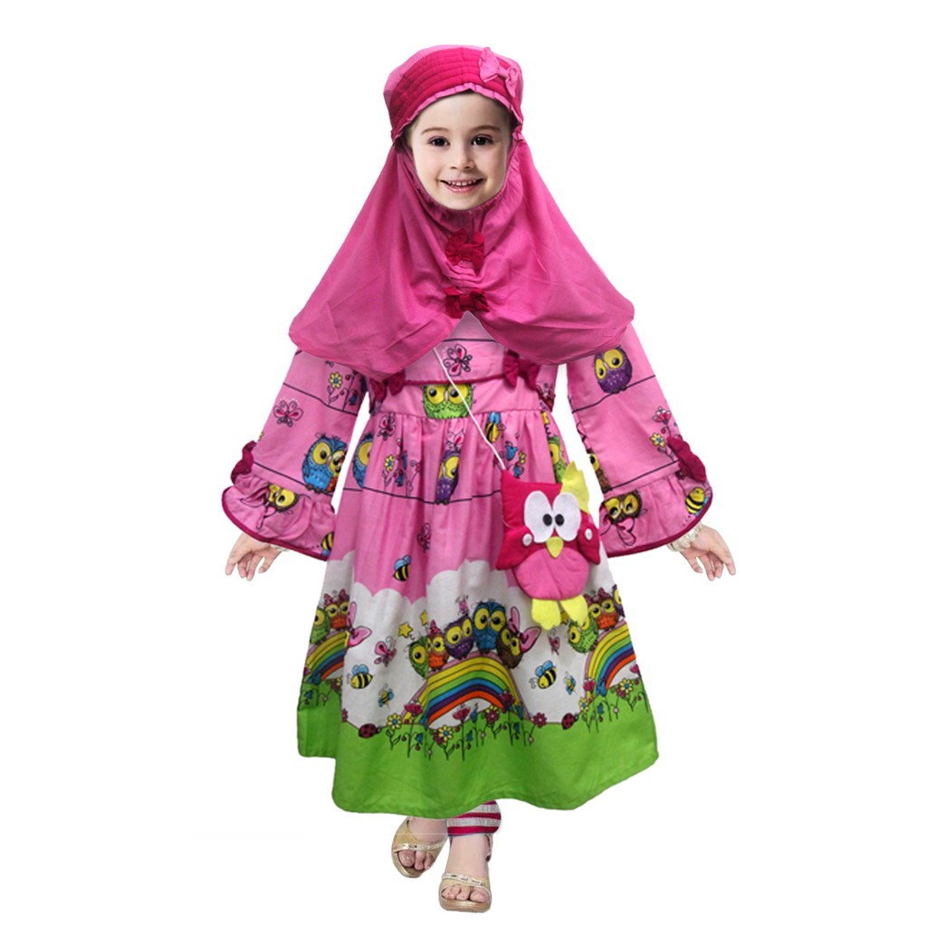 Two mix dress anak muslim - baju muslim anak wanita - gamis muslim anak - busana muslim anak 2731
