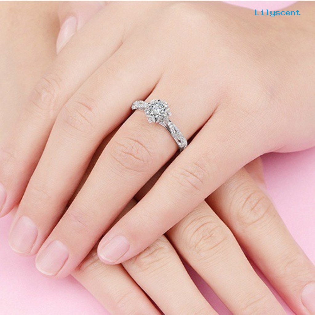 Ls Cincin Wanita Desain Bunga Hias Berlian Imitasi Untuk Hadiah Valentine / Pernikahan / Tunangan