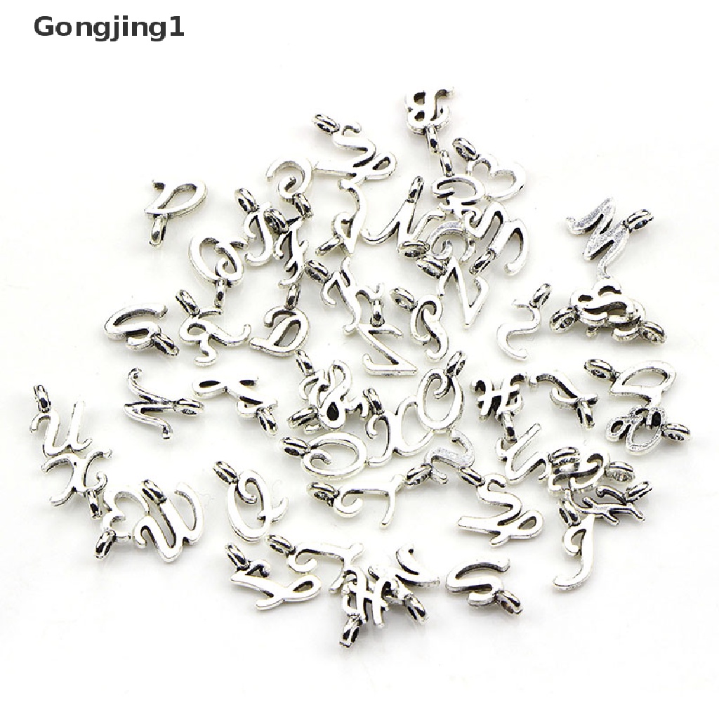 Gongjing1 52Pcs / Set Liontin Silver Tibet Bentuk 26 Huruf A-Z Untuk DIY Perhiasan