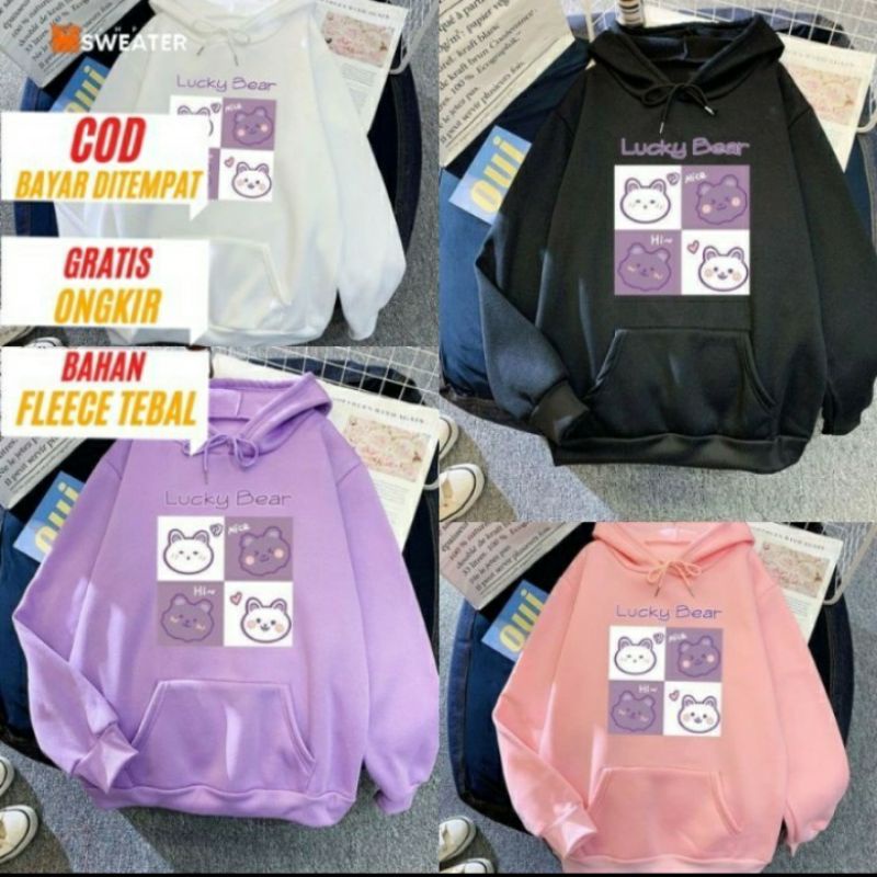 SWEATER POLOS PRIA SWEETER WANITA HOODIE COWOK HUDI DEWASA JAKET TERBARU lucky bear