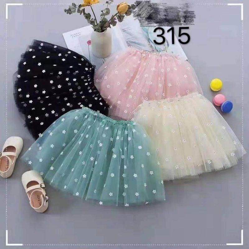 Rok Tutu anak import usia 1-6th pendek Tile Tumpuk Import Lembut motif BUNGA / Grosir Pakaian Anak murah / rok tutu anak import premium