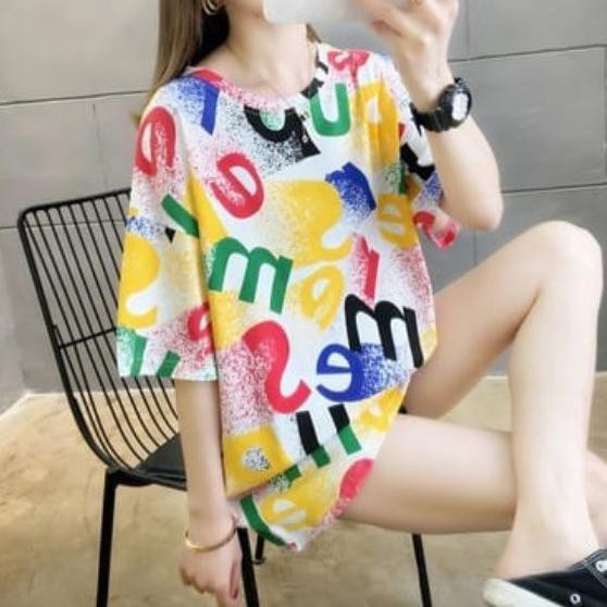 ➸rh BlessCollection. TSHIRT OVERSIZE ABCD KAOS WANITA PRINTING XXL LD 120CM ✯ ✯