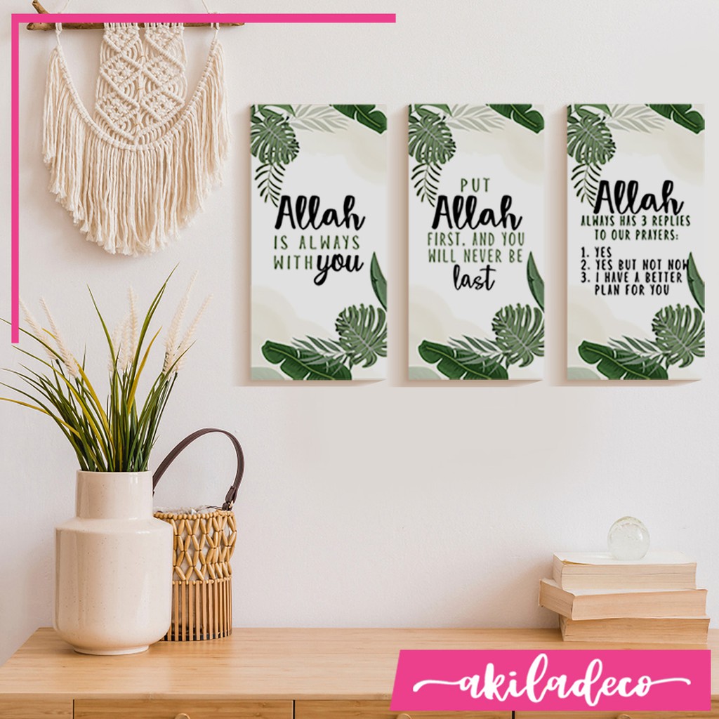 Hiasan dinding Kamar Wall decor rumah quotes islami tropical daun poster dinding islami