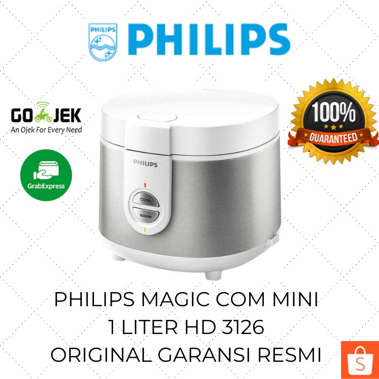 Philips Magic Com Mini 1 Liter HD 3126 / Rice Cooker Kecil / Mejikom Stainless Steel / Mejicom