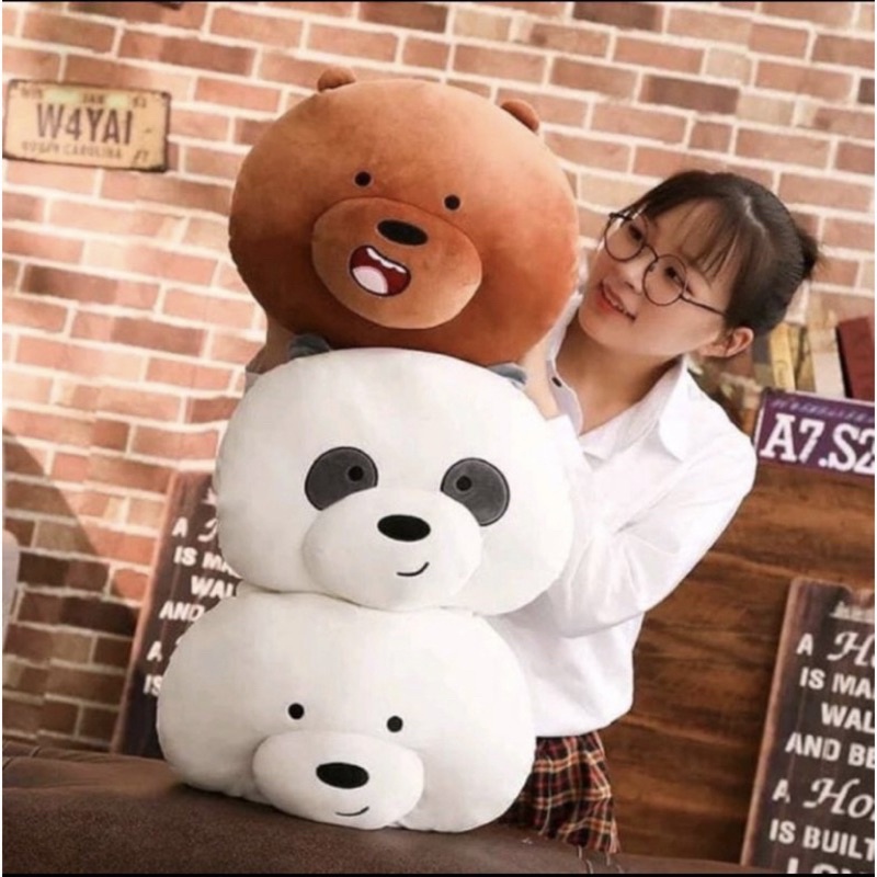 Boneka Bantal Karakter Kepala We Bare Bears Lembut Lucu Ukuran 40cm Berlabel SNI