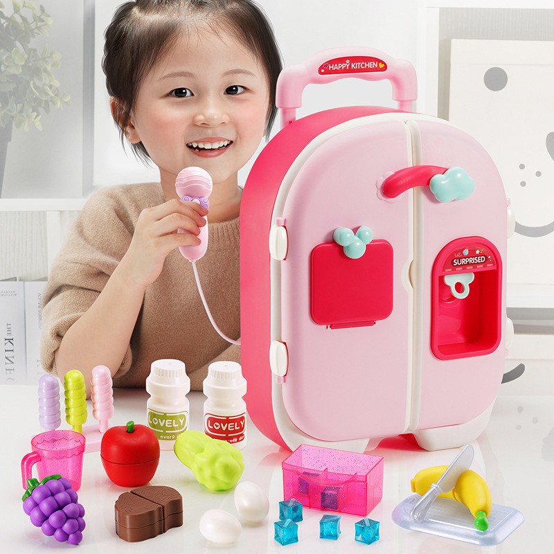 Mainan anak kulkas trolley kongsuni masakan happy kitchen