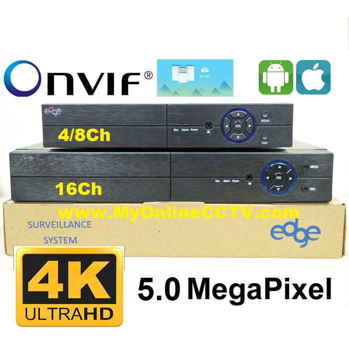 Paket DVR NVR CCTV Edge 4CH Kamera Ultra Resolution Asli 4K 8 Ch