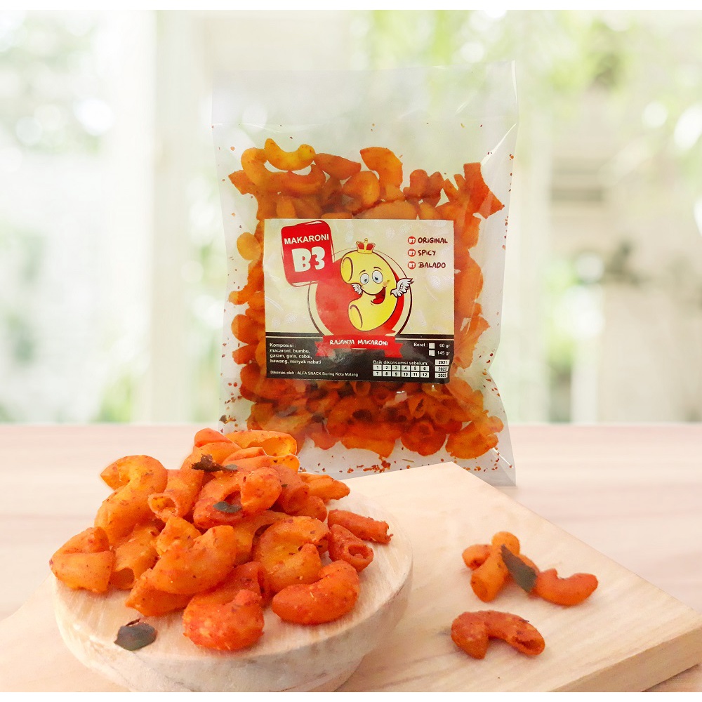 

Makaroni Pipa Bantet Balado Jeruk Purut 60gr Cemilan Kriuk Pedas Gurih Renyah