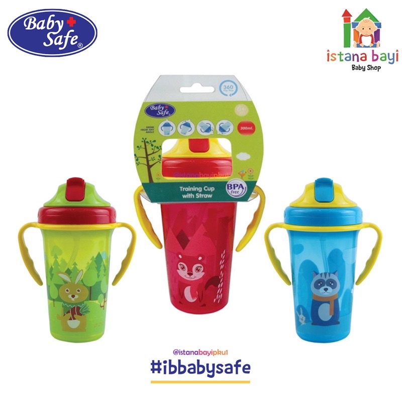 Baby Safe Botol Minum Sedotan Cup with Weighted Straw 300Ml-botol minum anak JP020