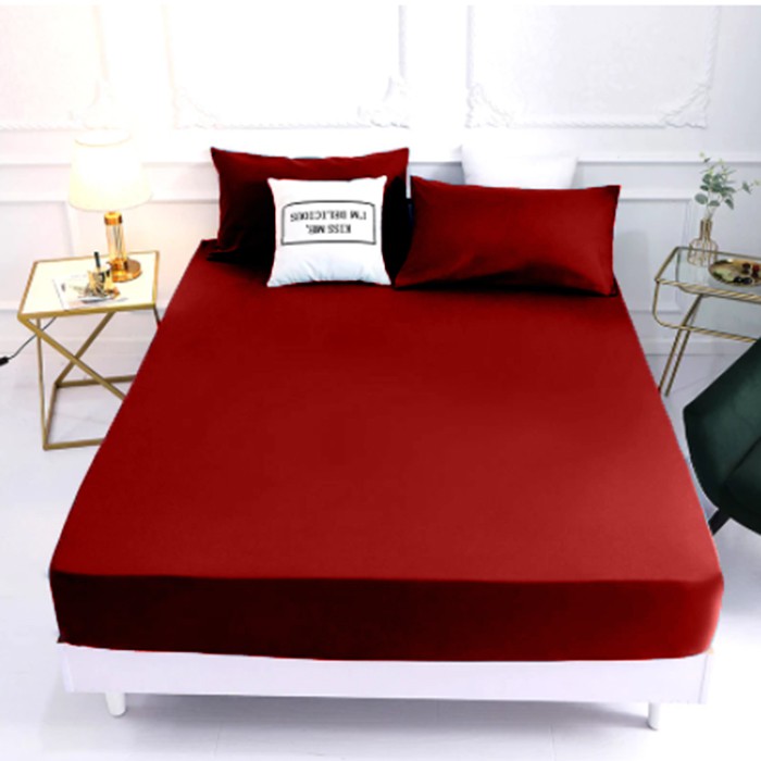 Sprei Maroon emboss katun jepang disperse seprai nikah dingin lembut halus microfiber minimalis