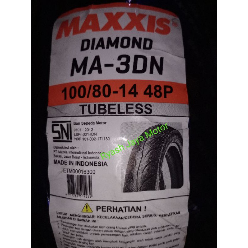 Ban tubeless Maxxis Diamond 100/80-14 for Vario 125/150/Beat/Beat Pop/Street/F1/Lexi/Mio S/J/Soul Gt 125/PCX 150/Vario 160/Vario 125/150/110/Beat esp/pop/street/f1/karbu/Scoopy karbu/f1/spacy karbu/f1/genio/beat new 2020/dll