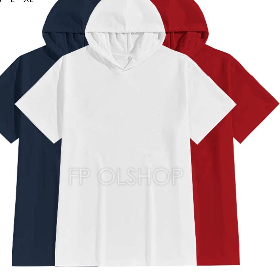 바 SOFT KAOS POLOS HOODIE LENGAN PENDEK HITAM BAJU KUPLUK PRIA WANITA BANYAK WARNA M L XL Terbaru