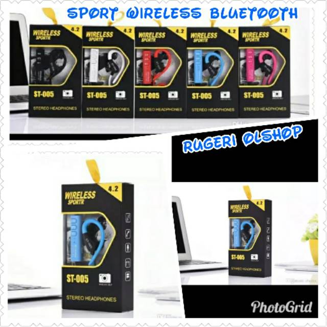 Sport Wireless Headset ST 005 Headphone Bluetooth with Mic Earphone Terbaru Tercanggih