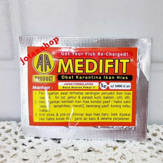 MEDIFIT 5GR obat karantina ikan hias fin rot jamur parasit icht stress koi koki 5 gr aquarium