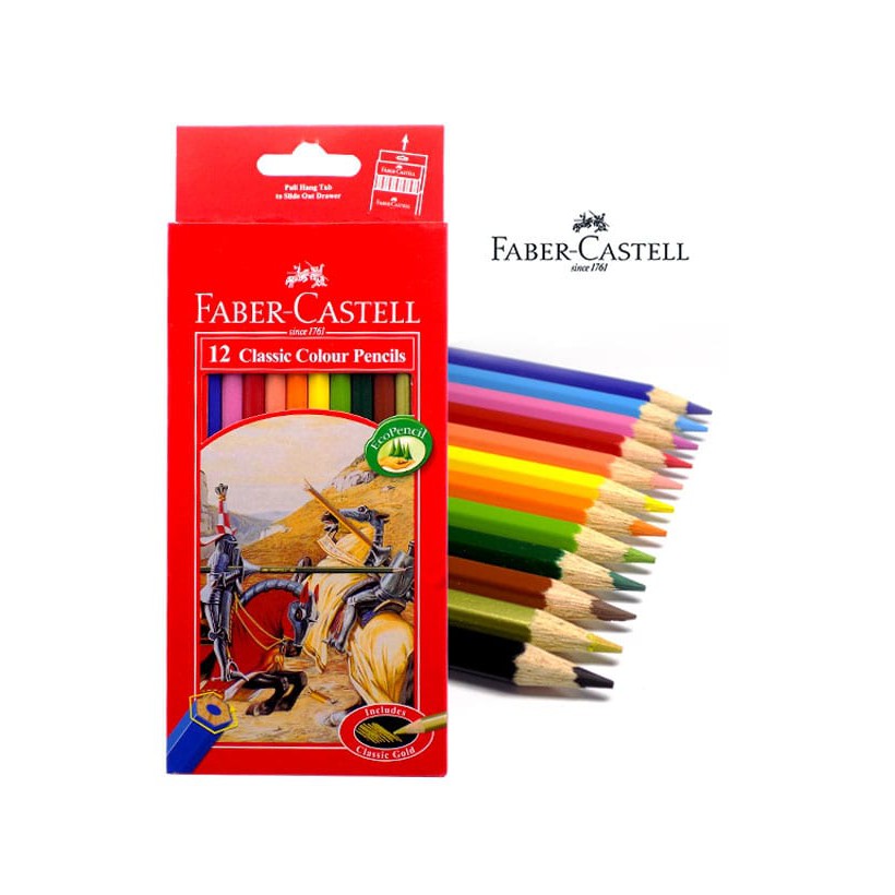 

PENSIL WARNA FABER CASTELL 12 CLASSIC PANJANG COLORING PENCIL LONG ANAK SD TK ALAT MEWARNAI GROSIR
