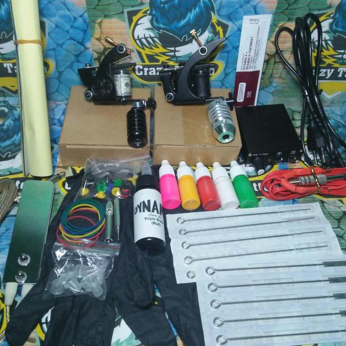 PROMO 2 mesin tato coil satu set kumplit tatto kid termurah