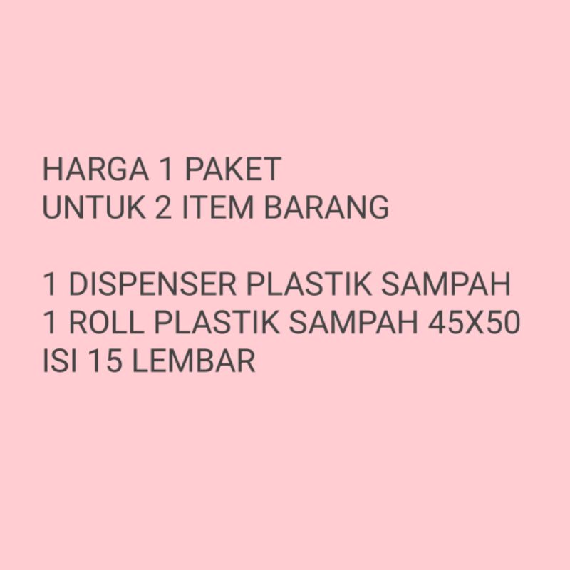 (2 ITEM BARANG) DISPENSER OVAL PLASTIK SAMPAH + 1 ROLL  PLASTIK SAMPAH 45X50, ISI 15