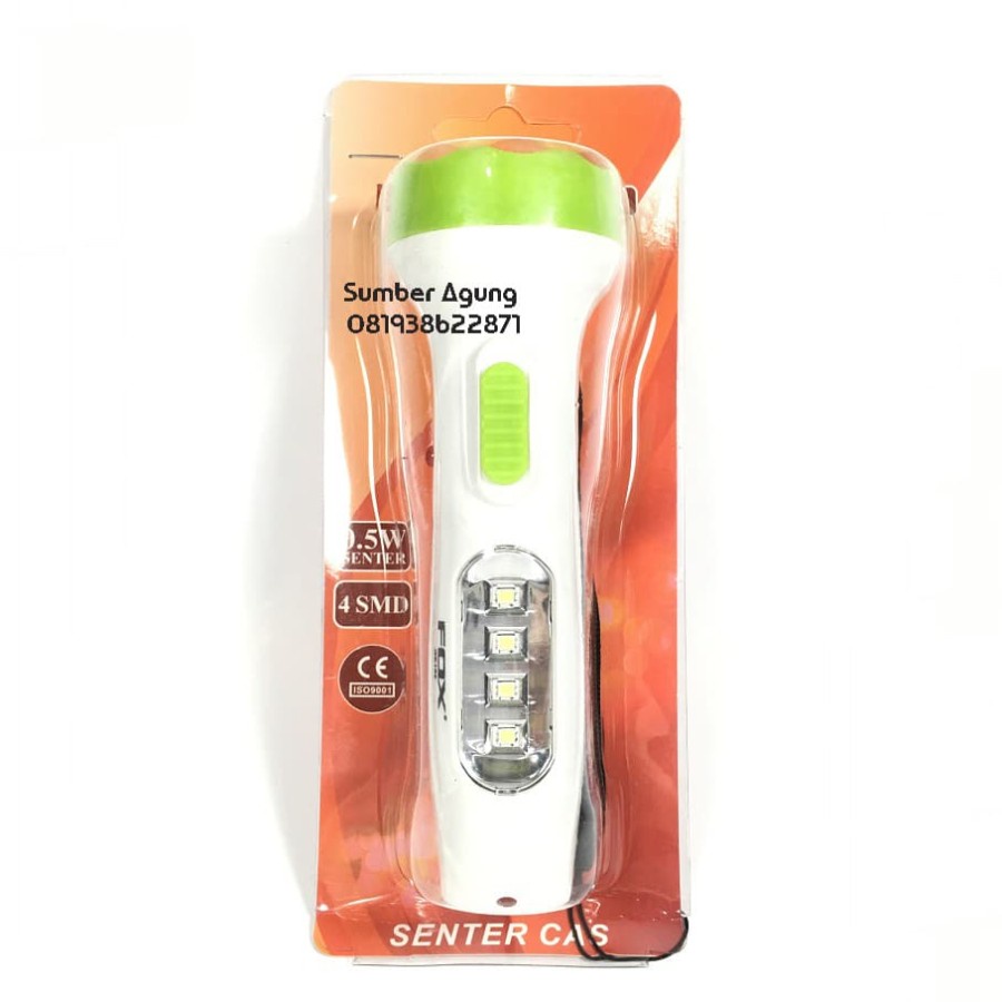 GE106 FOX Senter Cas LED 0.5W Dengan Emergency 4 SMD Mata LED Terang