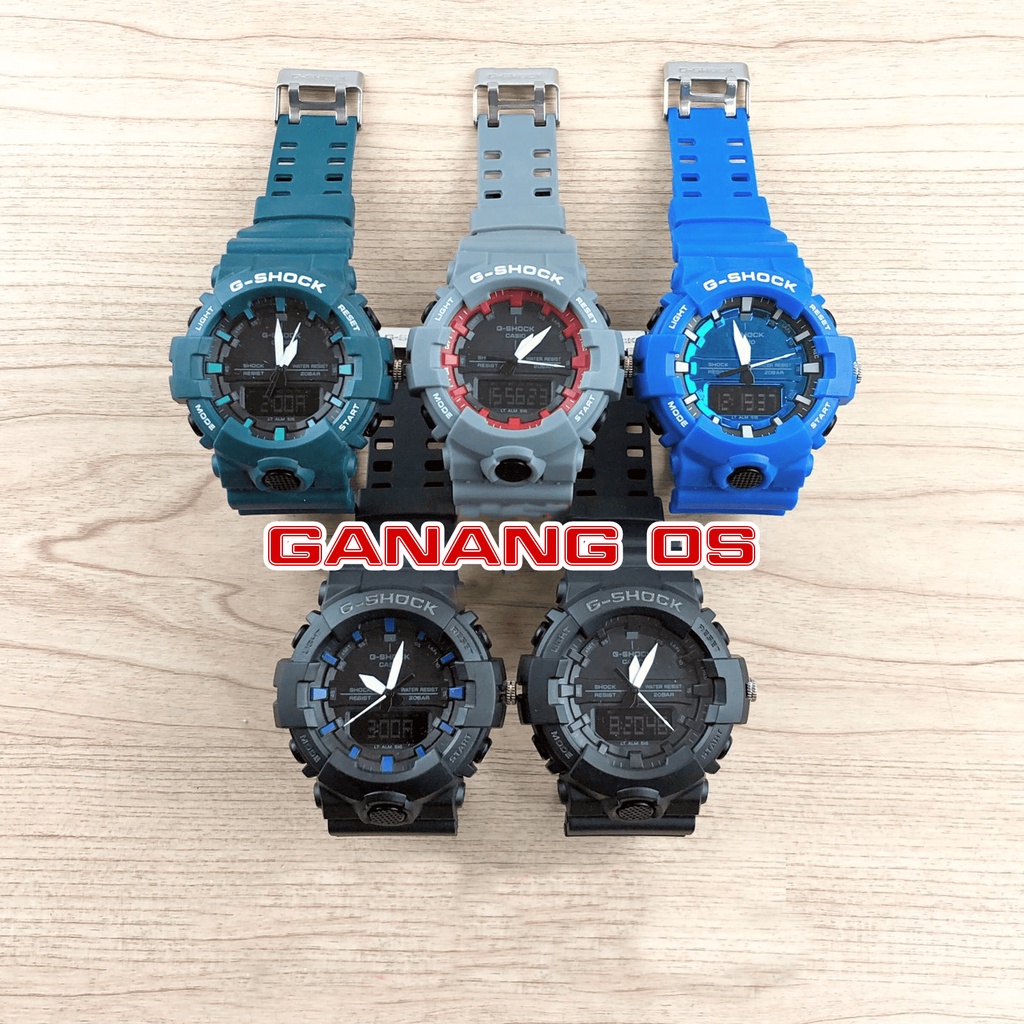 TERLARIS !!!! GSHOCK CASIO GA 800DUAL TIME JAM TANGAN PRIA SPORT ANTI AIR FULL HITAM