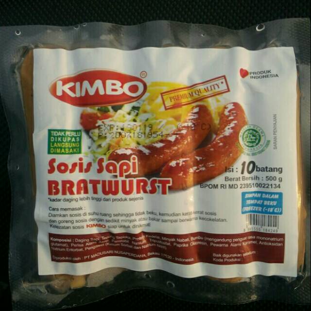 

BAH Sosis sapi bratwurst Kimbo premium quality Isi 10pcs