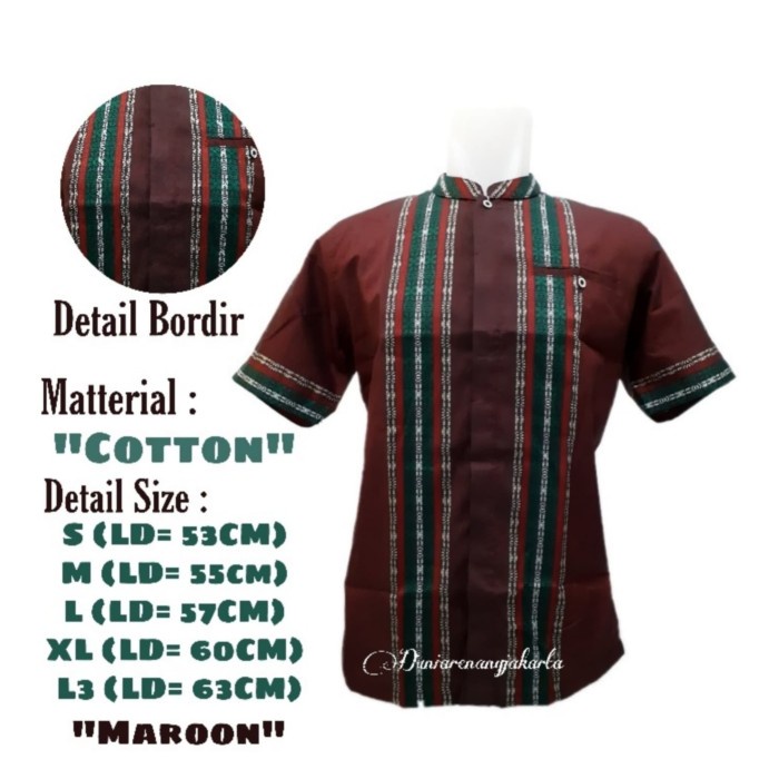 Baju Kemeja Koko Dewasa Al Fadla Premium Bagus Putih Navy Dongker - Maroon, S