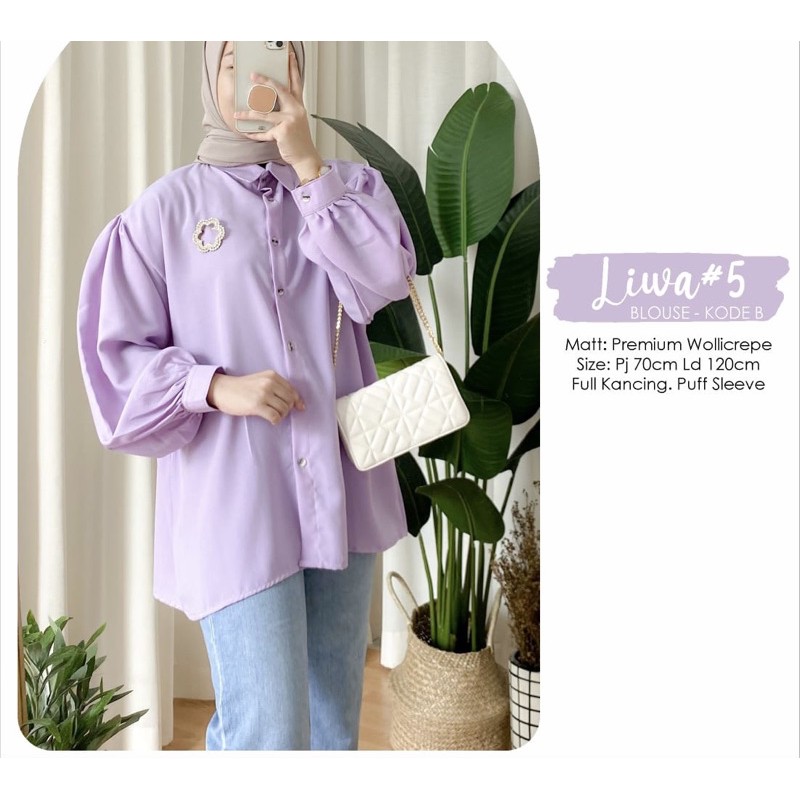 Liwa Blouse | Lilac Top Puff sleeve Fashion Korea Baju Balon Lengan Balon Atasan Lilac Oversize