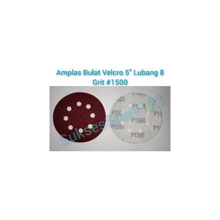 Amplas Bulat 5" 8 Lubang Grit 1500 Tempel Sanding Disc 5inch 5inci 5in Grade #1500