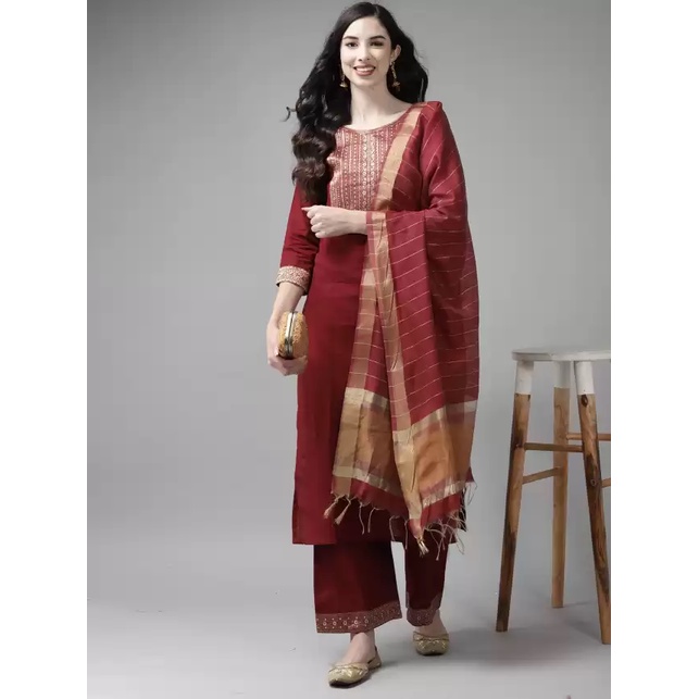 Setelan Kurti Indo Era Size M With Palazzo Set Cotton / Jual Kurti India Asli / Baju India Asli Impo