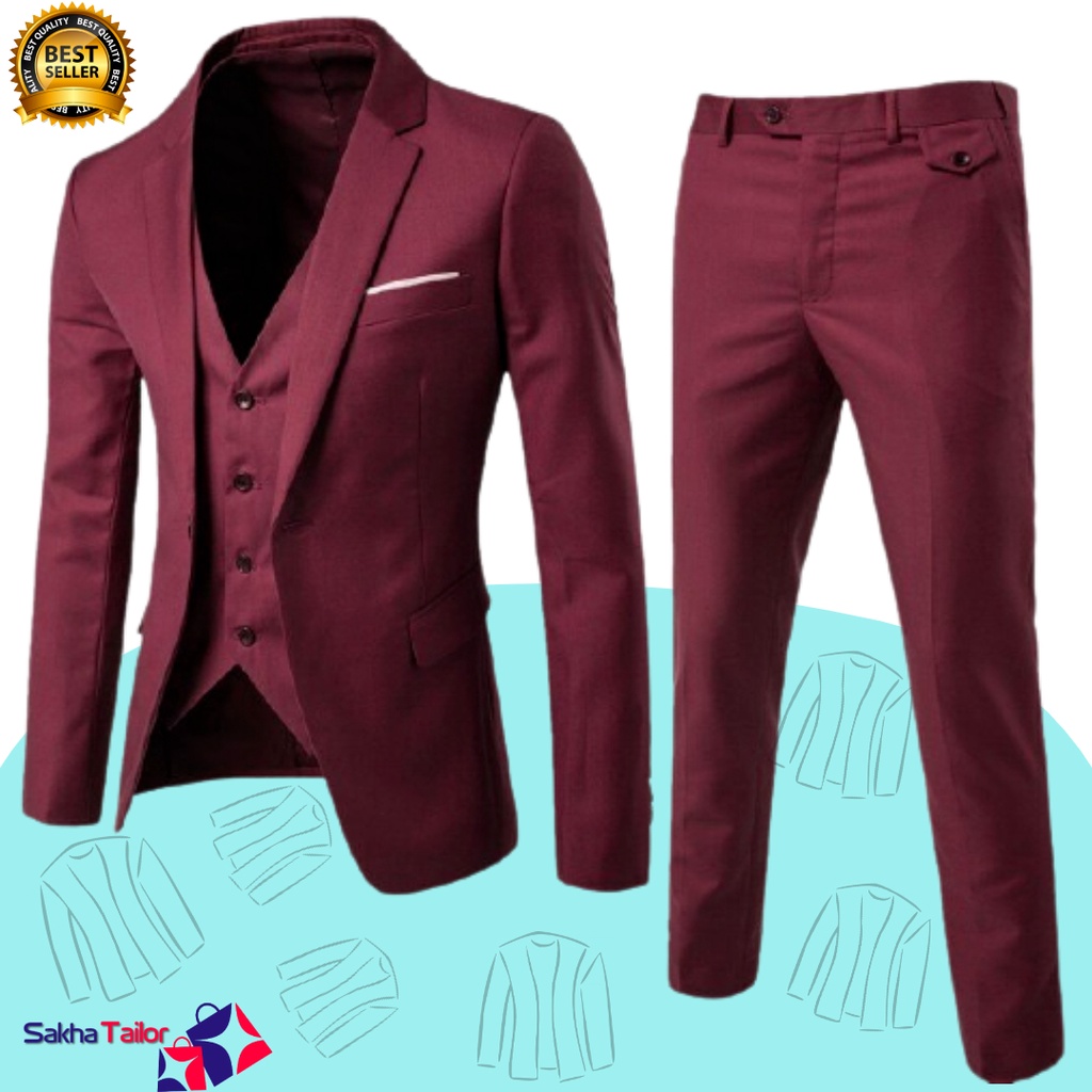 Setelan Jas Pria - Stelan Jas Pria, Setelan Jas, Setelan Blazer, Jas Pria - Slim Fit, Formal, Pengan