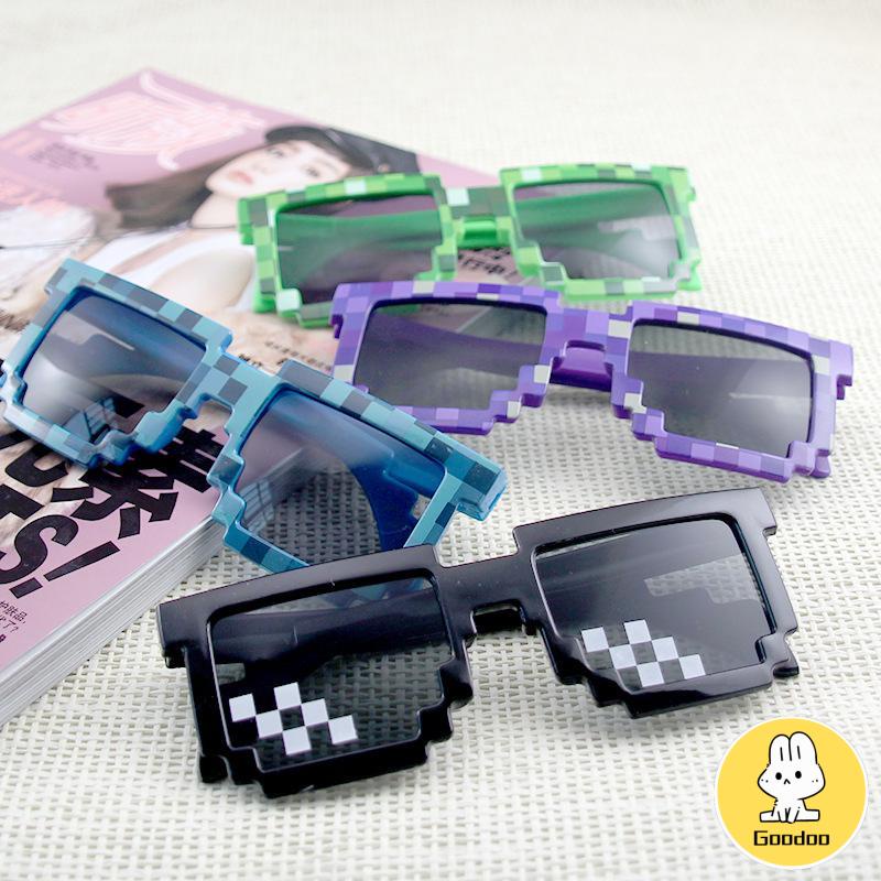 Retro Pixel Lattice Kacamata Mosaik Sunglass Kepribadian Kacamata Tren Kreatif -Doo