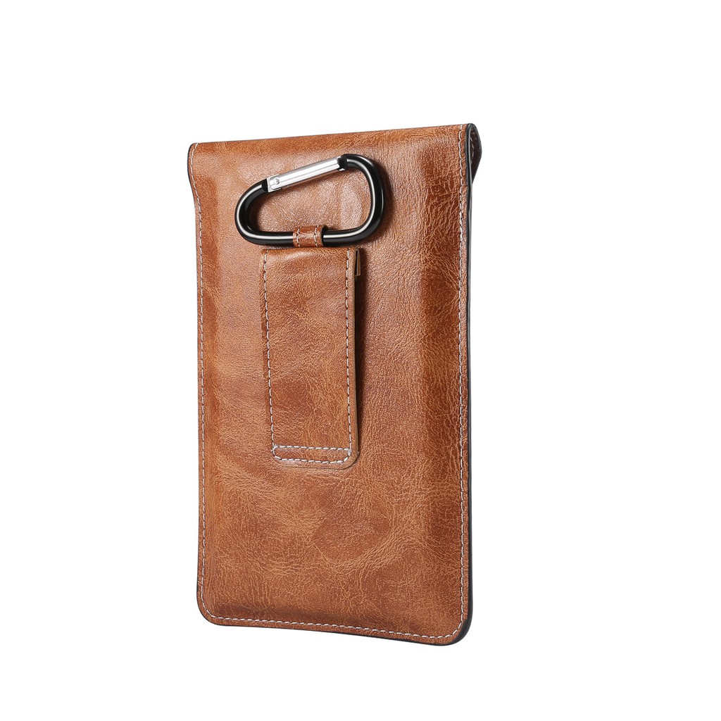 SARUNG HP Tas Pinggang Kulit Kancing Magnet Slot Kartu Carabiner Ukuran 6 - 6,5 Inch Vertikal