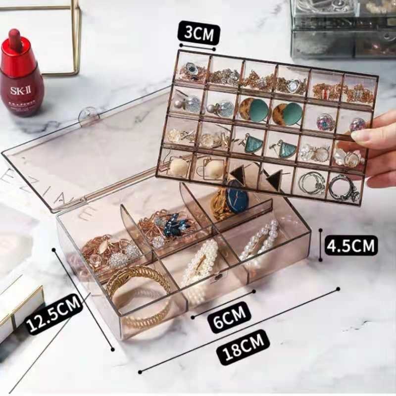 Kotak Model Transparant Perhiasan Anting &amp; Kalung