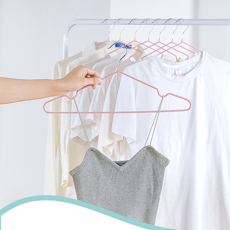 Gantungan Baju Stainlees Steel Anti Slip Hanger Baju Dewasa Hanger Baju Anti Karat Warna Pastel Gantungan Serbaguna