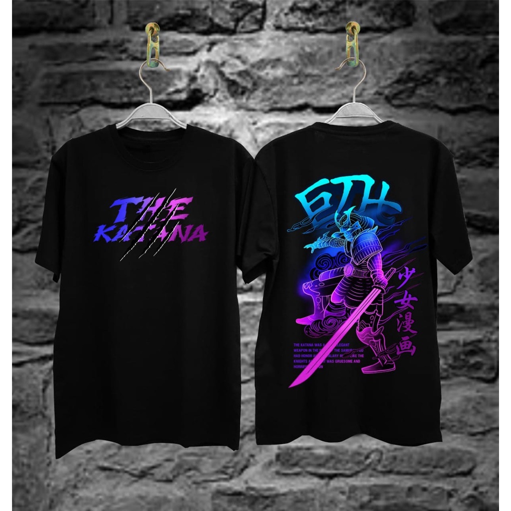 Kaos Samurai Distro Terbaru The Katana Navy Tshirt Pria Keren Lengan Pendek Motif Sablon Bergambar