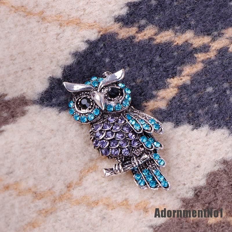 (Adornmentno1) Pin Bros Burung Hantu Hiasan Berlian Imitasi Bahan Zinc Alloy Untuk Wanita