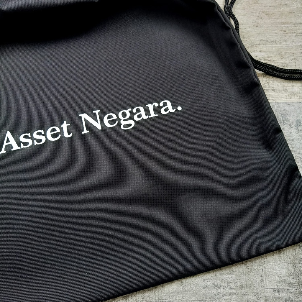 STRINGBAG kata kata quote TAS RANSEL SERUT Sablon Asset Negara bahan drill halus